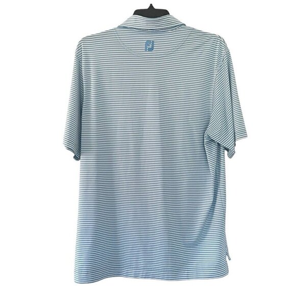Footjoy Men's Sz L Blue White Striped Short Sleeve Golf Athletic Polo Shirt - Picture 3 of 8